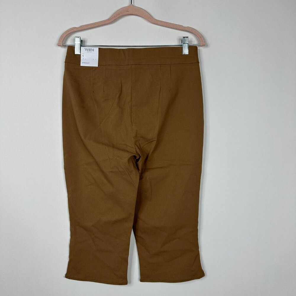 NWT White House Black Market Pull on Straight Capri Toasted Coconut 0 #WHBM9 - Picture 3 of 9